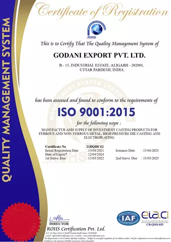 GODANI EXPORT PVT. LTD. ISO 9001:2015 certificate